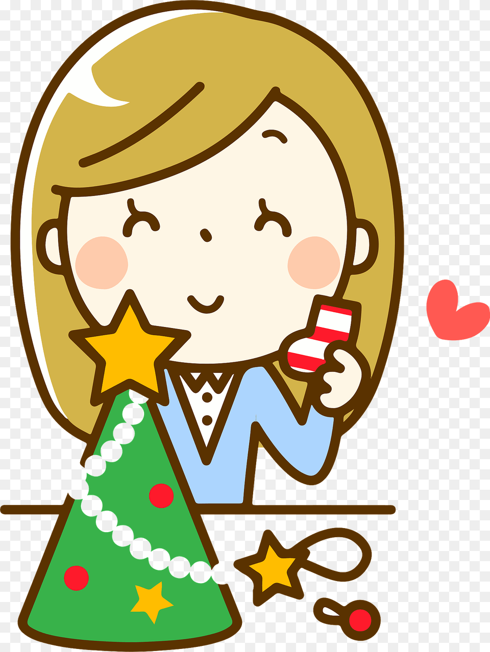Camilla Woman Is Decorating For Christmas Clipart, Clothing, Hat Png Image