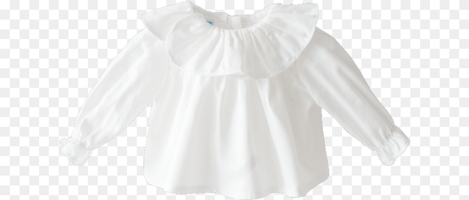 Camisa De Gola Recortada Branca De Manga Comprida Blouse, Clothing, Long Sleeve, Sleeve Free Png