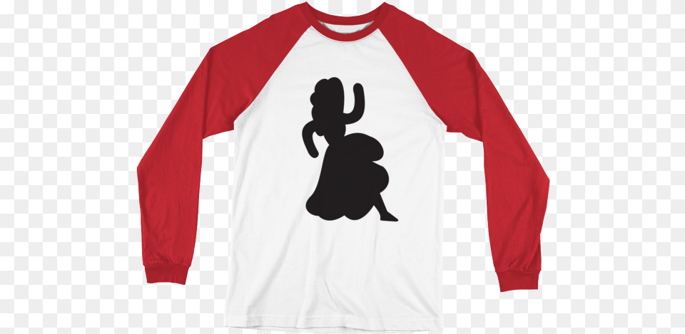 Camiseta Blanca Y Negra De Manga Larga Con Bailarina Baseball T Shirt Mockup, Clothing, Long Sleeve, Sleeve, T-shirt Free Png Download