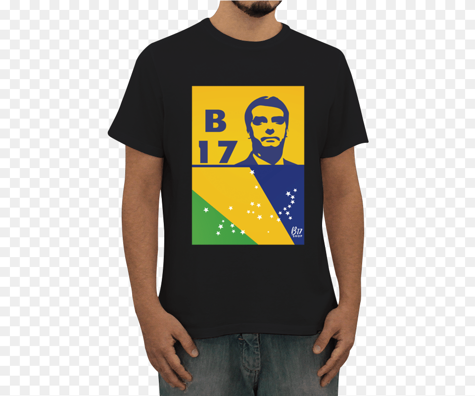 Camiseta Bolsonaro B17 De B17 Shopna Sunset Riders Camiseta, T-shirt, Clothing, Triangle, Person Png Image