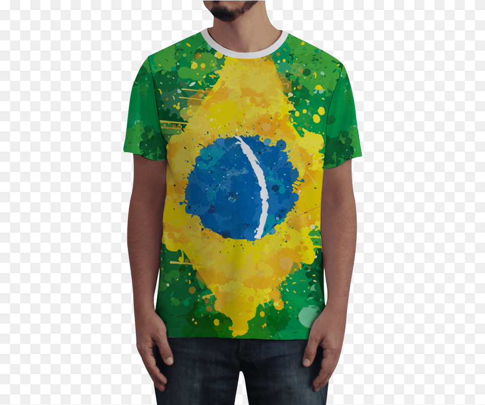 Camiseta Fullprint Bandeira Do Brasil De Incantiana Camiseta Irmao Do Jorel, Clothing, T-shirt, Adult, Male Free Png