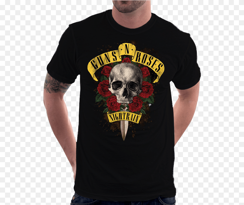 Camiseta Guns N Roses Logo Classico Camisa Nightrain Logo Gun N Roses, Tattoo, T-shirt, Clothing, Skin Png Image