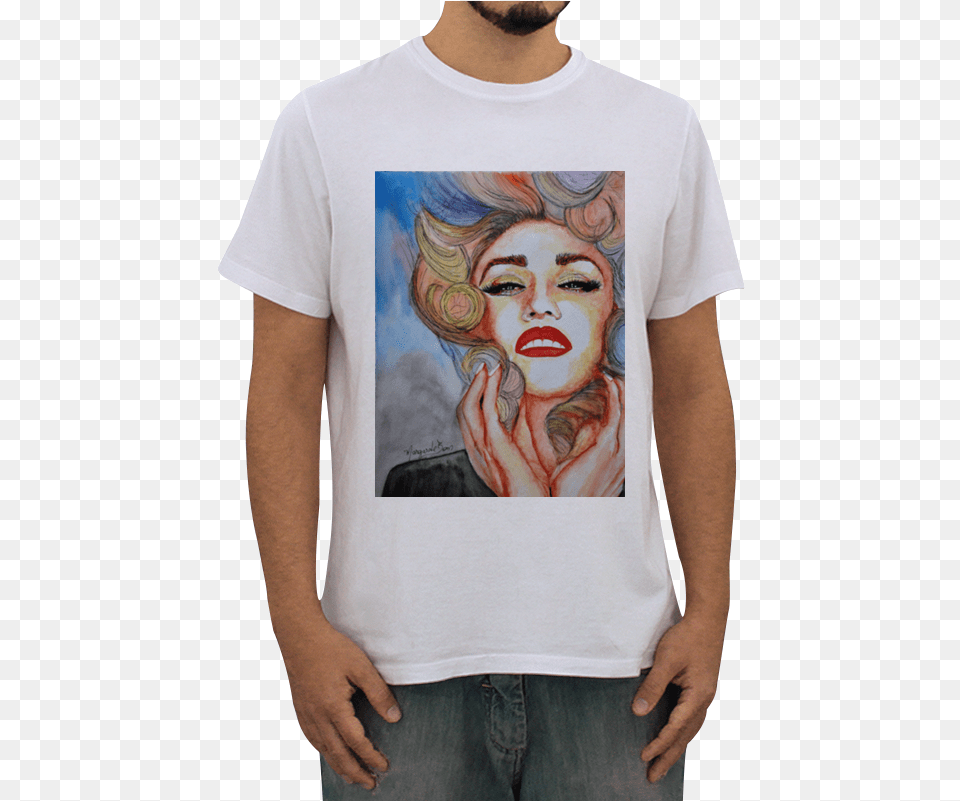Camiseta Gwen Stefani Em Aquarela De Margarete Bomna Blusa Da Marilia, Clothing, Tattoo, T-shirt, Skin Free Png
