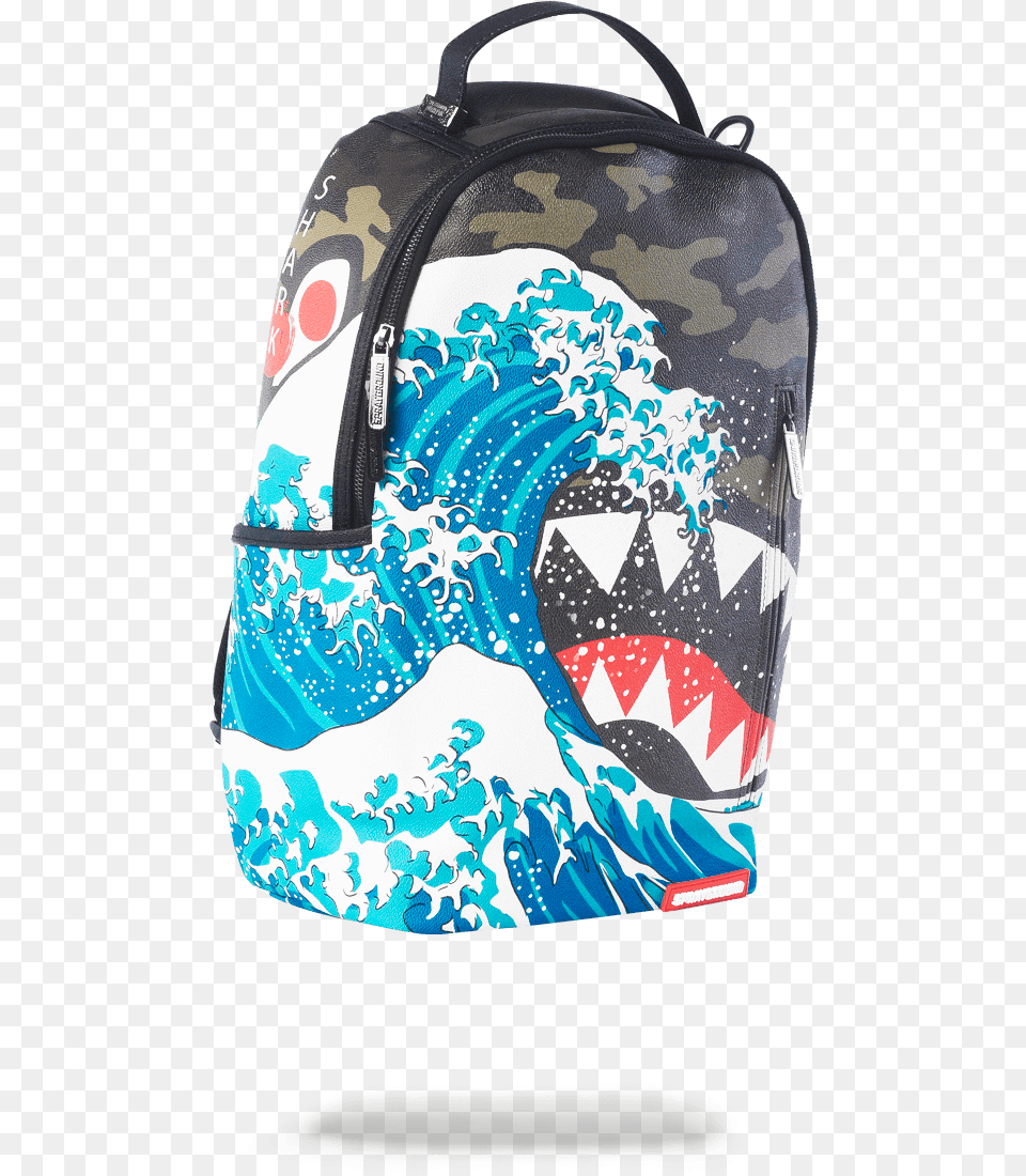 Camokawa Shark Backpack Sprayground Camokawa Shark Backpack, Bag, Accessories, Handbag Png Image