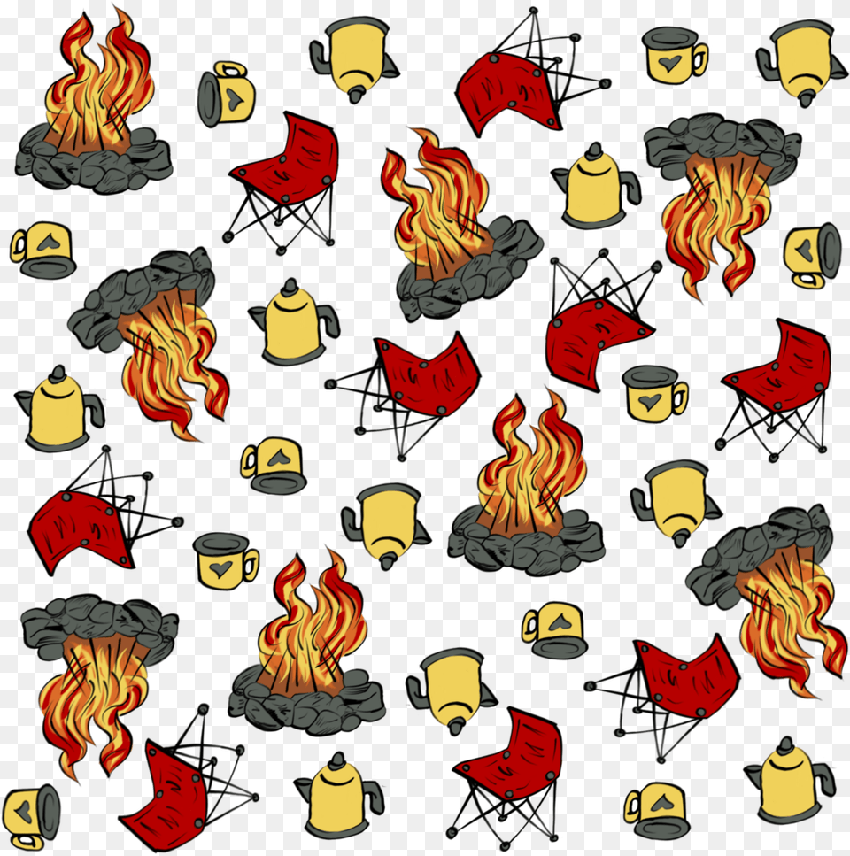Camp Fire Pattern Clip Art, Flame, Flower, Plant, Rose Free Png