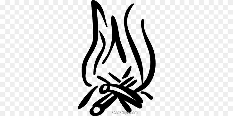 Camp Fire Royalty Vector Clip Art Illustration, Antler, Stencil, Smoke Pipe Png