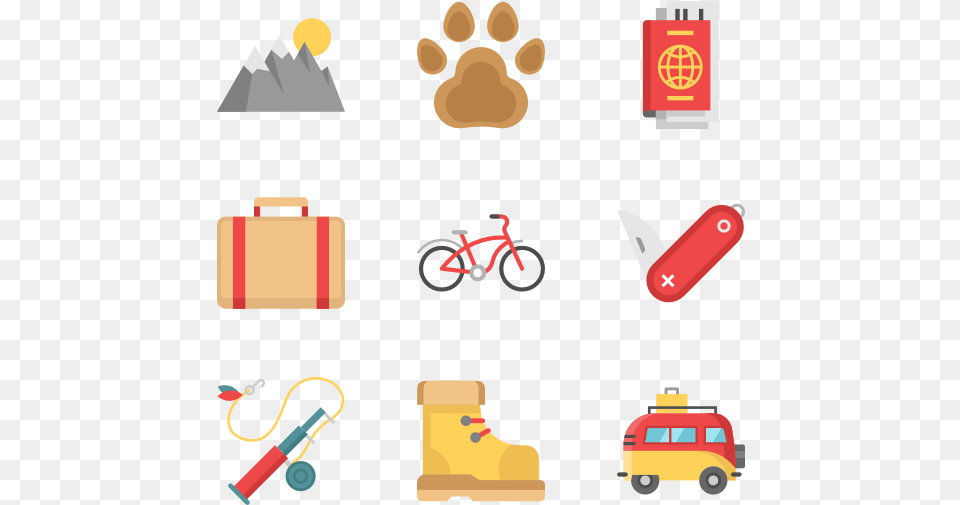 Camp Icon Silhouette Nature Symbol Equipment Vector Camping Icons, Smoke Pipe, Bicycle, Transportation, Vehicle Free Png Download
