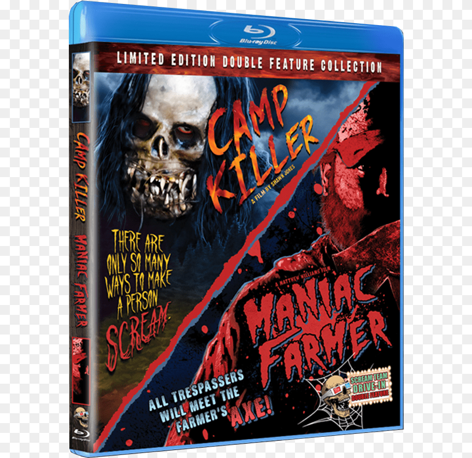 Camp Killer Amp Maniac Farmer Blu Ray Disc, Book, Publication, Face, Head Png