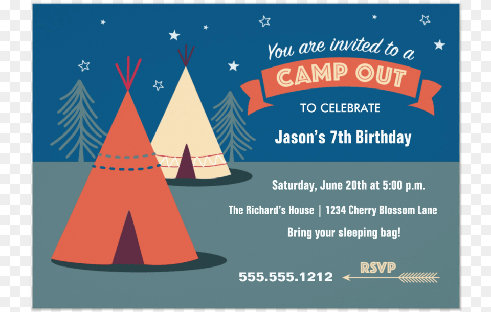 Camp Out Party 5 X 7 Triangle, Advertisement, Poster Png
