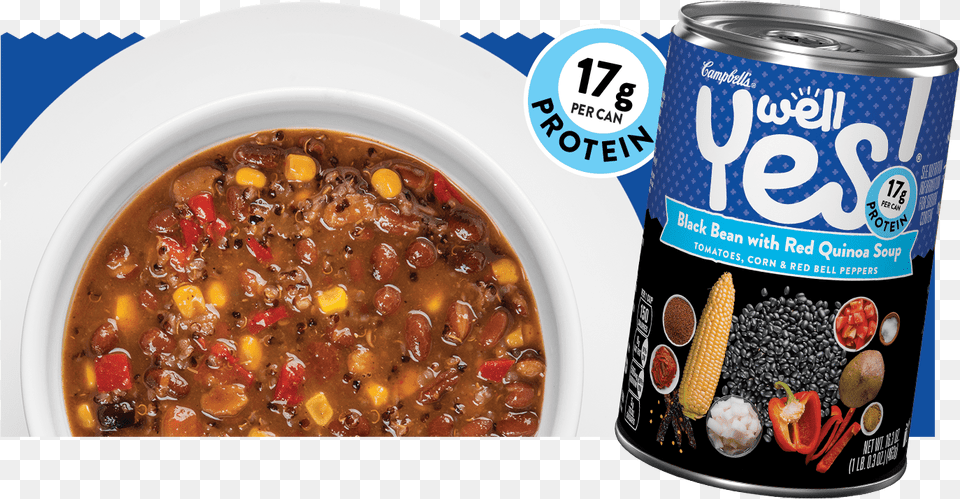 Campbell S Well Yes Black Bean With Red Quinoa Soup Well Yes Black Bean Quinoa, Can, Tin, Food, Meal Free Transparent Png