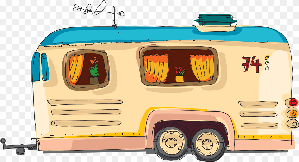 Camper Caravan Cartoon, Transportation, Van, Vehicle, Moving Van Png Image