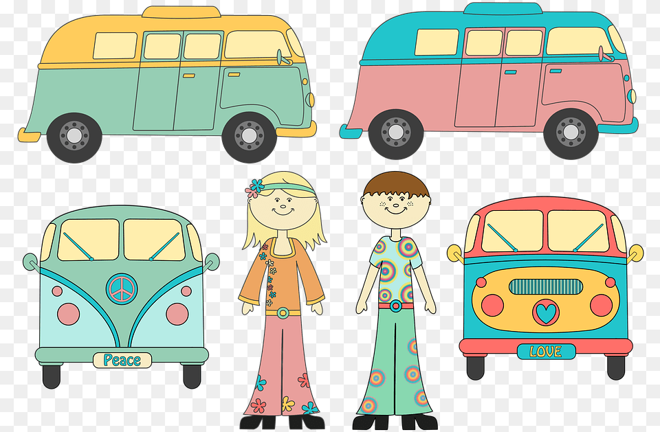 Camper Van Hippy People Free Image On Pixabay Compact Van, Adult, Wedding, Person, Woman Png
