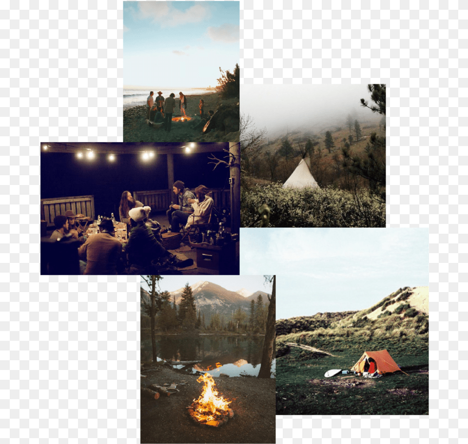 Campfire Collage, Tent, Outdoors, Camping, Shelter Free Png Download