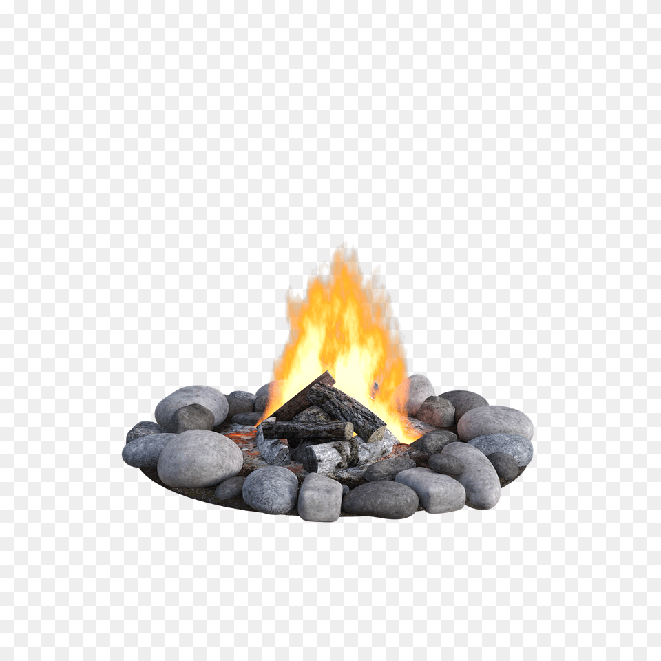Campfire Smoke Camping Campfire With Smoke, Fire, Flame, Bonfire, Pebble Free Transparent Png