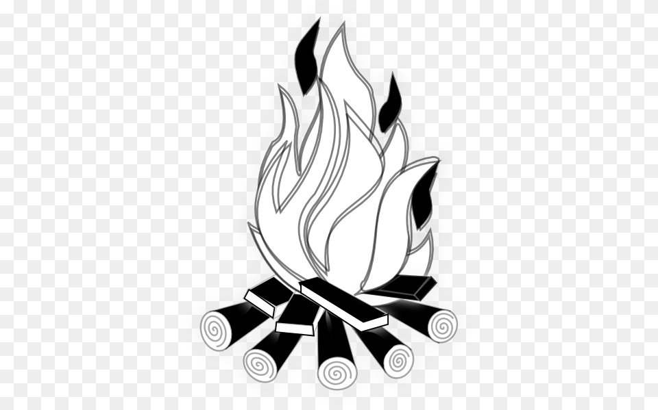 Campfire Vector Outline Fire Clipart Black And White, Flame, Smoke Pipe Free Png Download