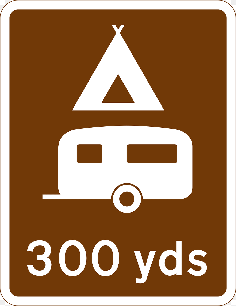 Camping And Caravan Site 300 Yards Ahead Clipart, Sign, Symbol, First Aid Free Png