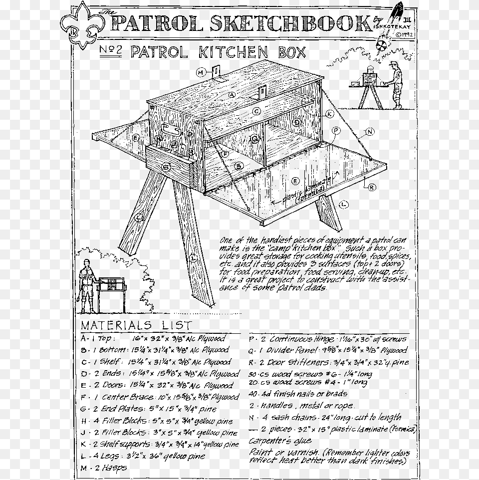 Camping Drawing Camp Boy Scout Chuck Box Plans Pdf, Gray Free Png Download