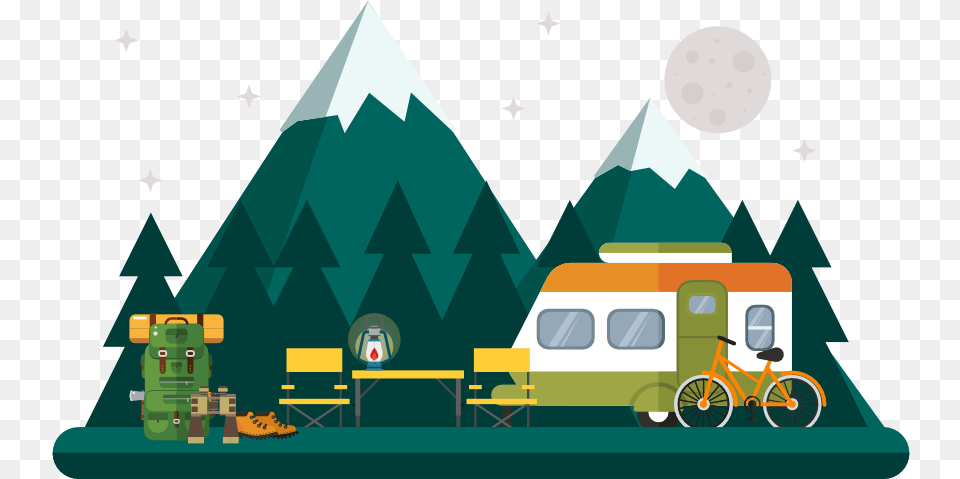 Camping Flat, Bicycle, Transportation, Vehicle, Caravan Free Png Download