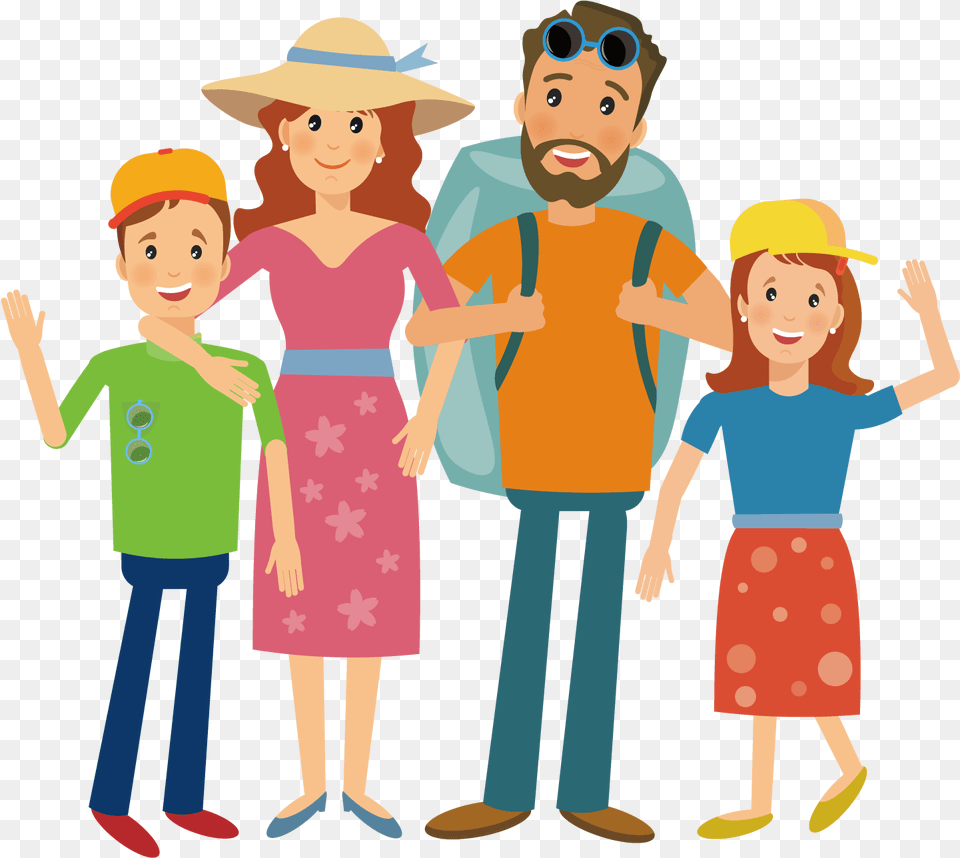 Camping Hiking Illustration Travel Transprent Free Clipart Family Hiking, Hat, Clothing, Person, Baby Png