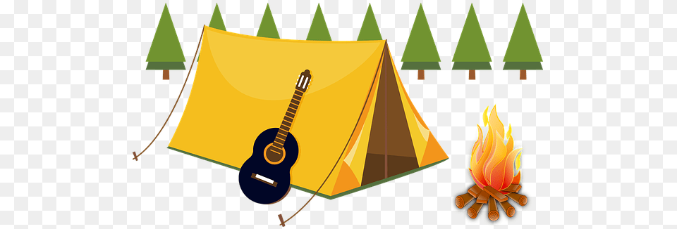 Camping Tents Fireplace Summer Trees Guitar Comic Literacy Night Ideas, Outdoors, Tent, Musical Instrument Png Image