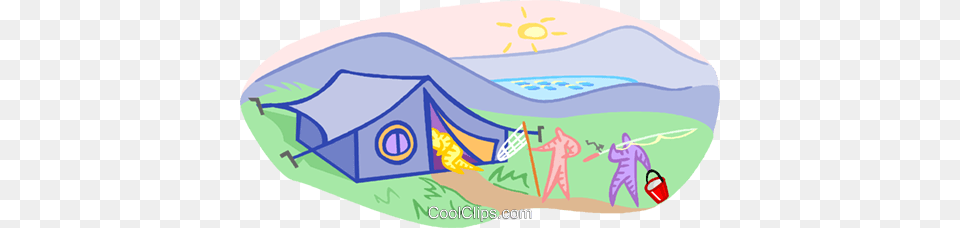 Camping With A Tent And Fishermen Royalty Vector Clip Art, Outdoors, Nature, Diaper, Leisure Activities Free Png