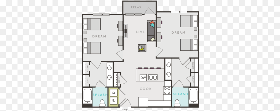 Campus Walk Chico Apartment Floor Plan Campus Walk Chico, Diagram, Floor Plan Png