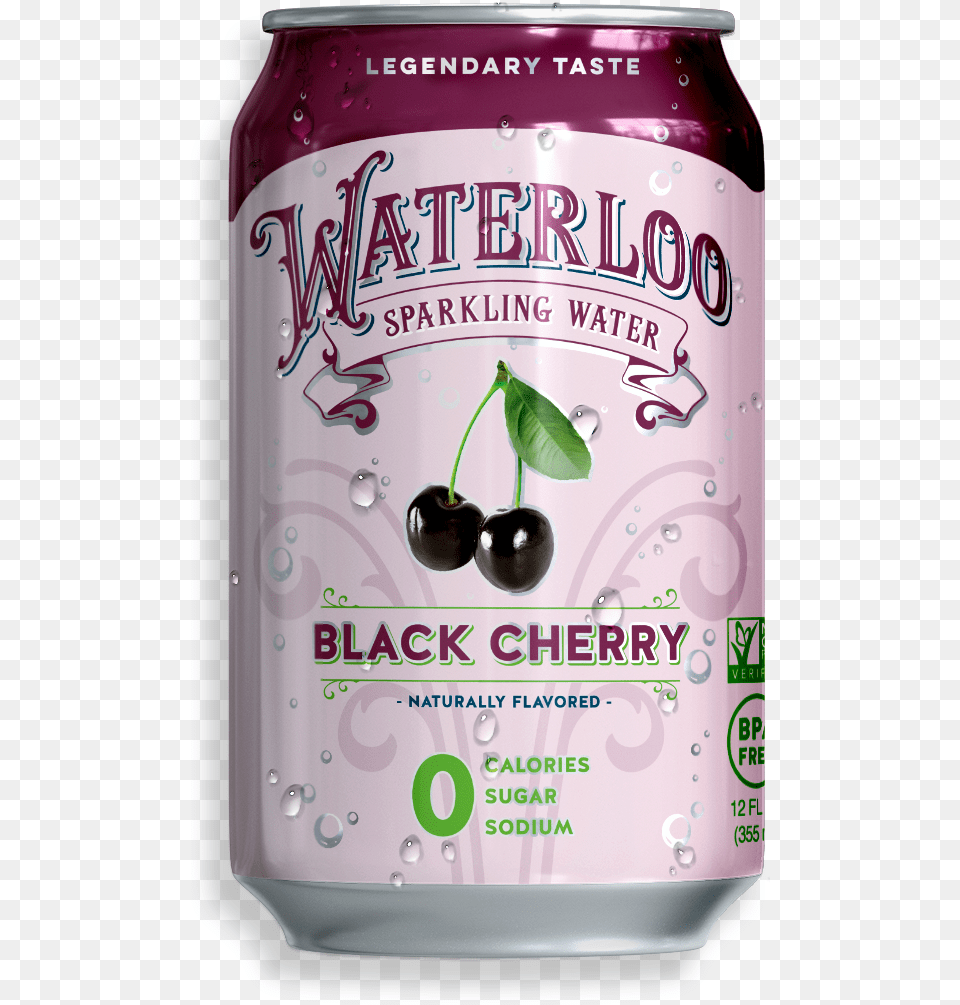 Can Blackcherry Waterloo Sparkling Water, Tin, Food, Fruit, Plant Free Png Download