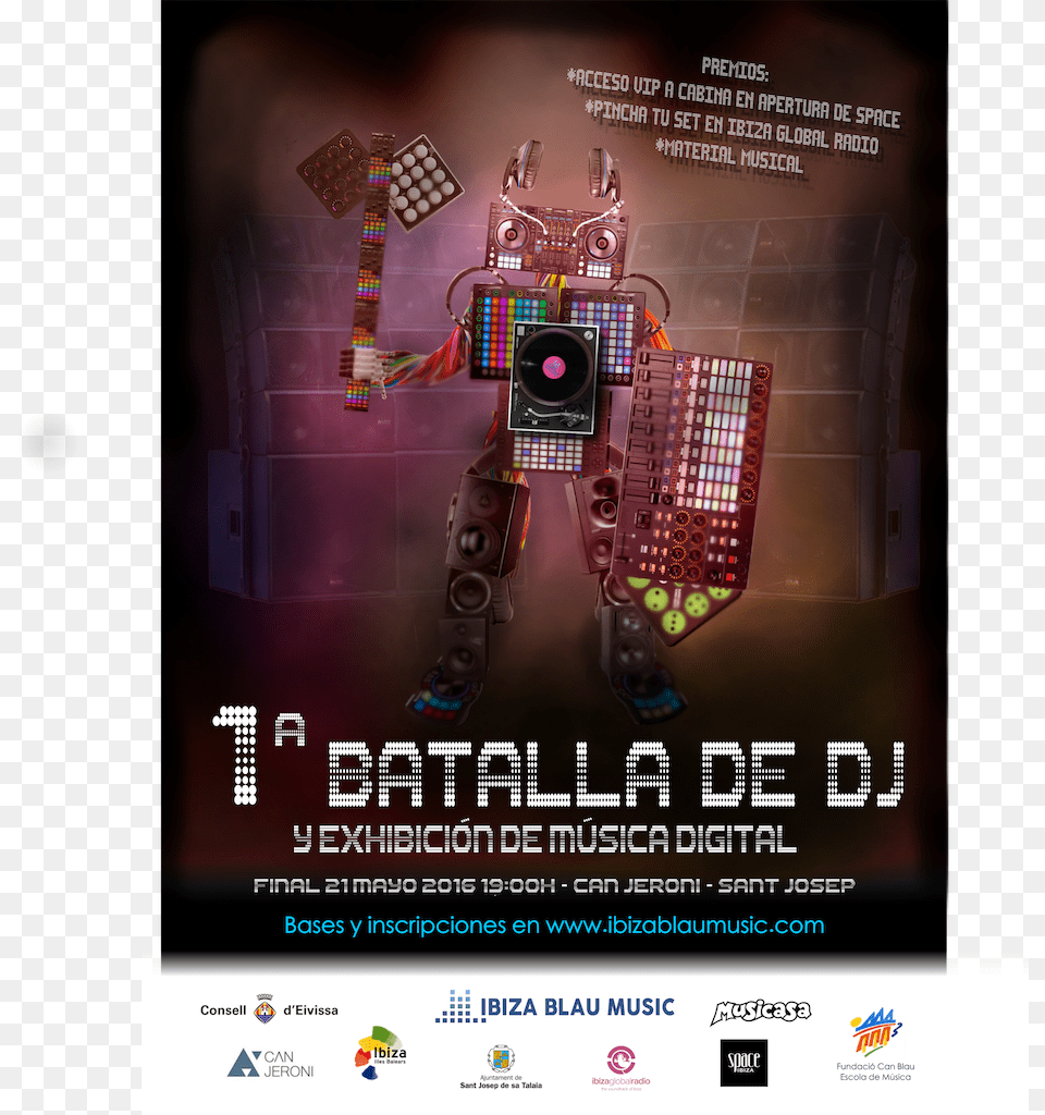 Can Blau Organizes The First Battle Of Djs Ibiza Blau Music, Advertisement, Poster, Robot Free Transparent Png