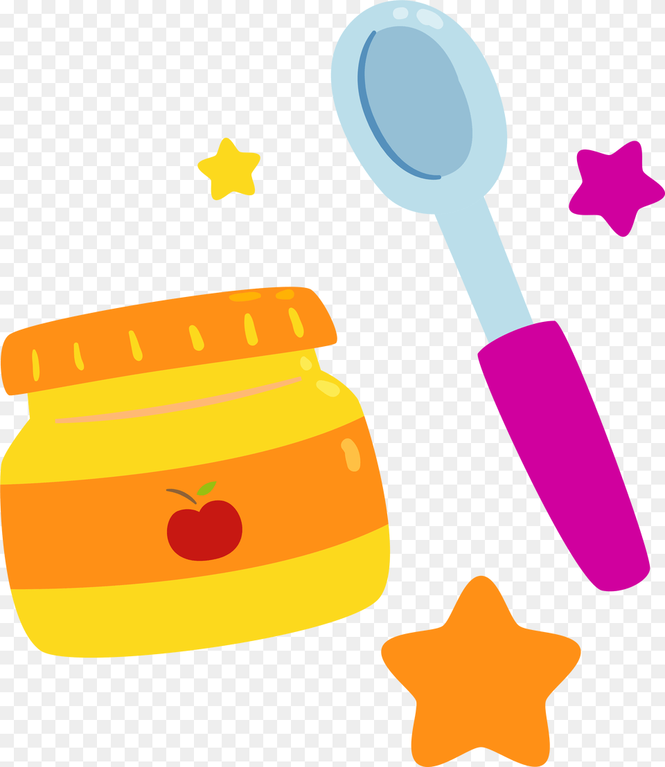 Can He Control His Tongue Well Baby Food Cartoon Transparent, Cutlery, Spoon, Jar Png