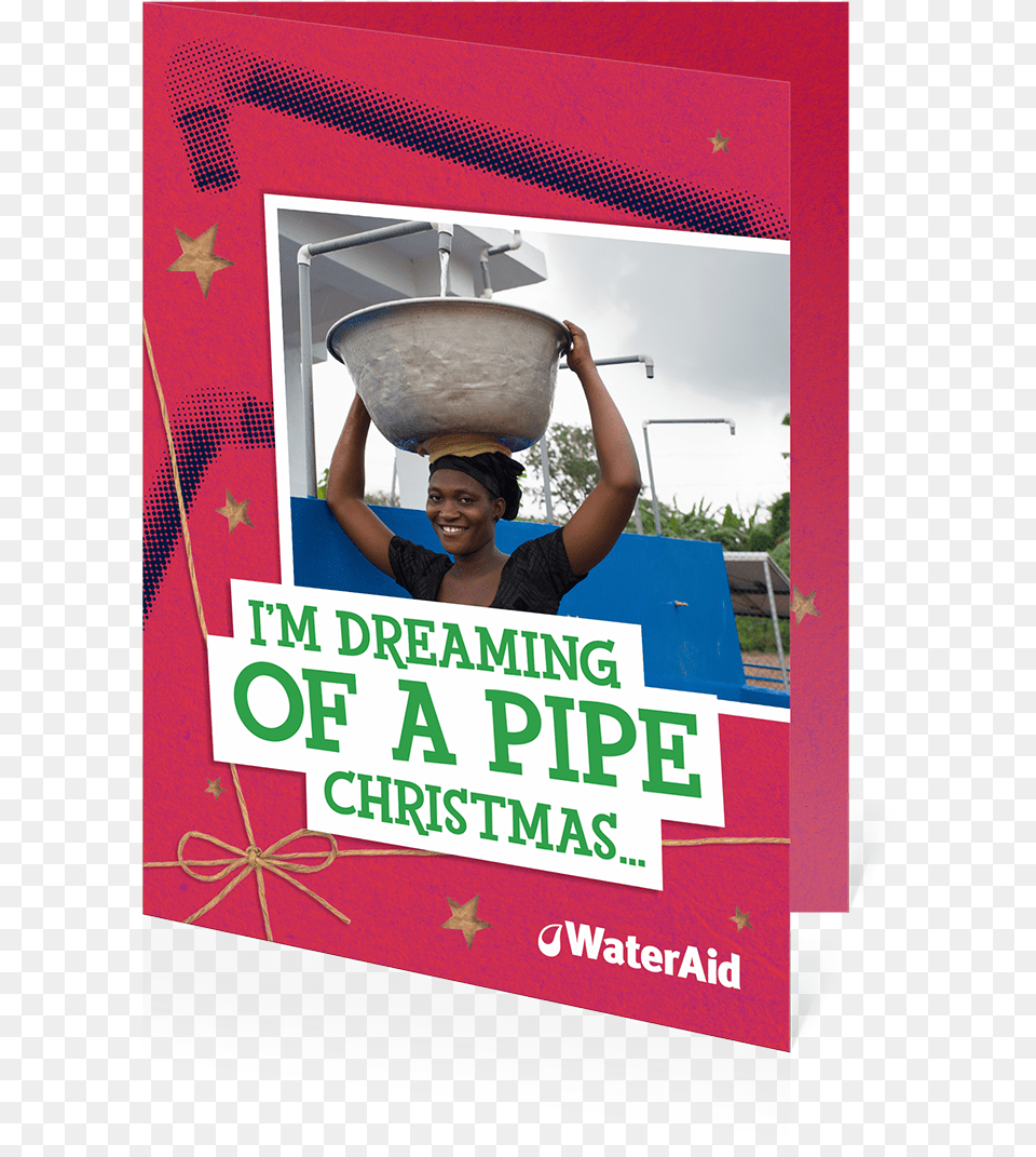Can Help Pipe Water To A Village Christmas Card Wateraid, Advertisement, Poster, Boy, Child Free Png