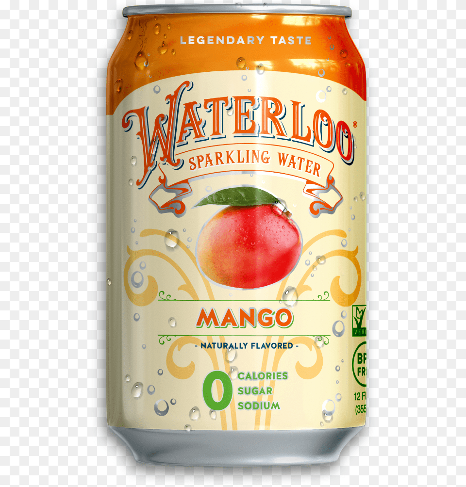 Can Mango Waterloo Mango Sparkling Water, Tin, Apple, Food, Fruit Png