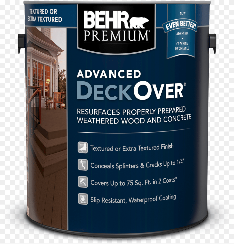 Can Of Advanced Deckover Paint Behr Premium Advanced Deckover, Advertisement, Poster, Plant, Tin Free Png Download
