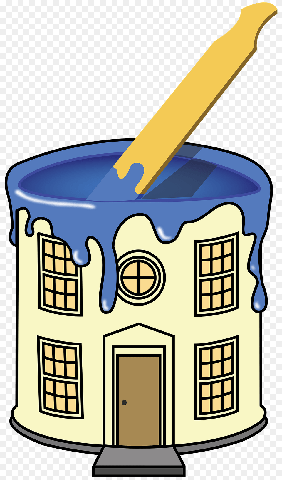 Can With Blue Paint And Stirrer Looks Like A House Clipart, Paint Container Png Image