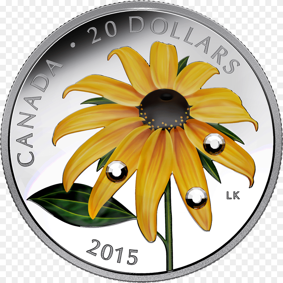 Canada 2015 Black Eyed Susan With Swarovski Proof Silver Canadian Mint Flower Coins, Daisy, Plant, Coin, Money Free Png Download