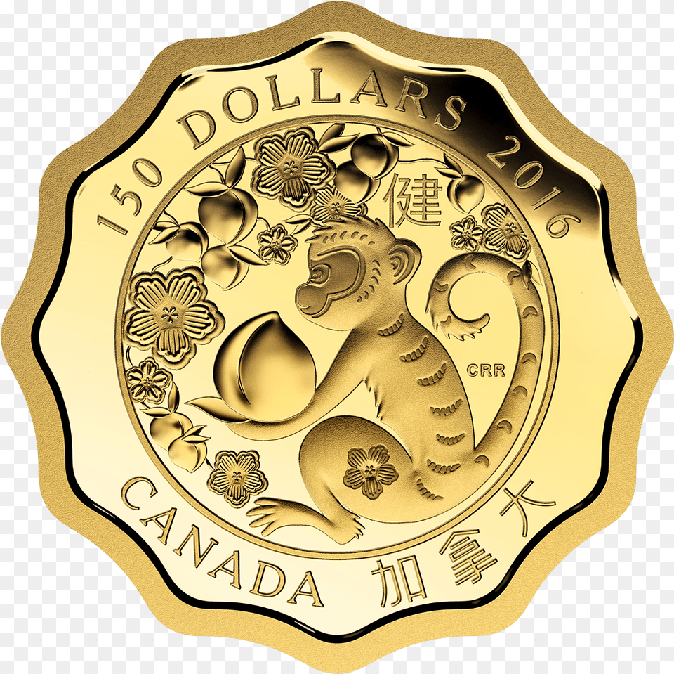 Canada 2016 Blessings Of Good Health 150 Gold Coin Circle, Money, Animal, Monkey, Mammal Png