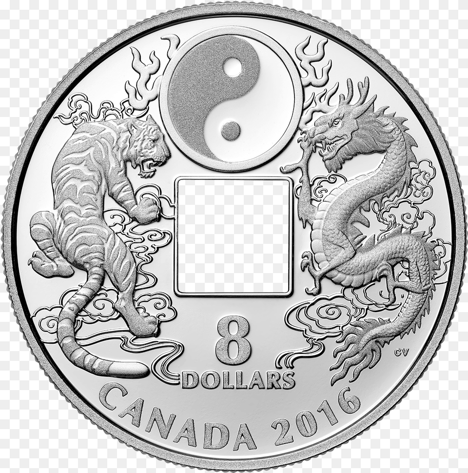 Canada 2016 Silver 8 Yin Yang Coin Reverse 8 Dollar Canadian Coin, Animal, Mammal, Money, Tiger Free Png Download