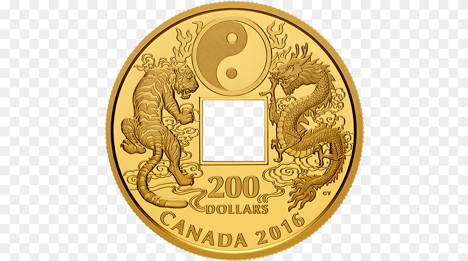 Canada 2016 Tiger And Dragon Yin And Yang Proof Gold Gold Coin Tiger And Dragon, Animal, Mammal, Wildlife, Money Free Png Download