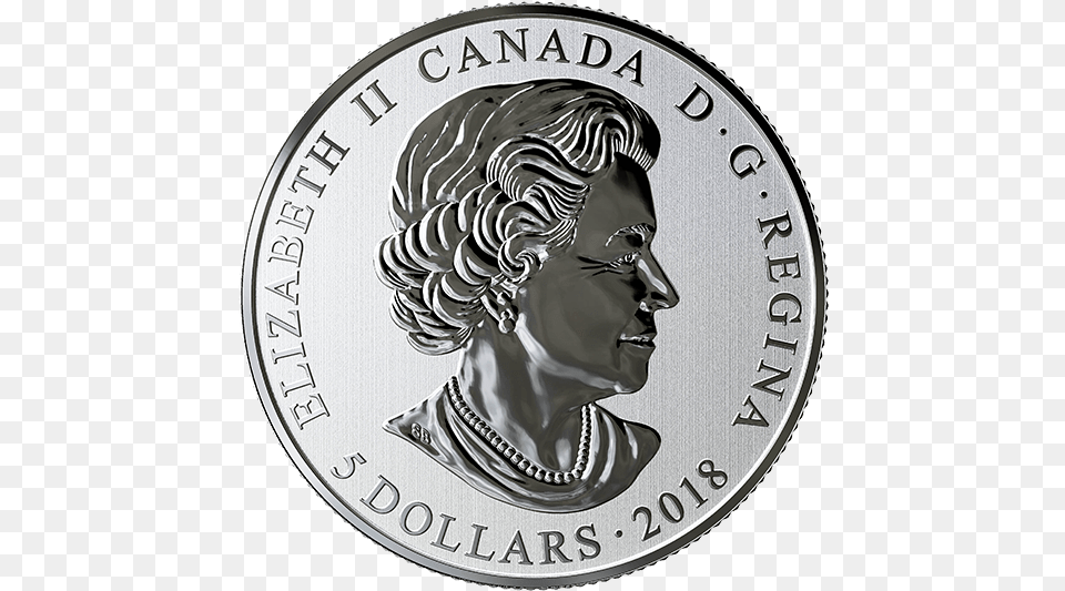 Canada 5 Dolares 2018 Hearts Aglow Coin, Money, Person, Silver Png Image