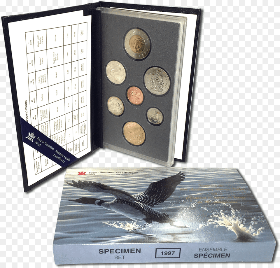 Canada 7 Coin Loon 10th Anniversary Specimen Set Cosmetics, Animal, Bird, Text Free Png