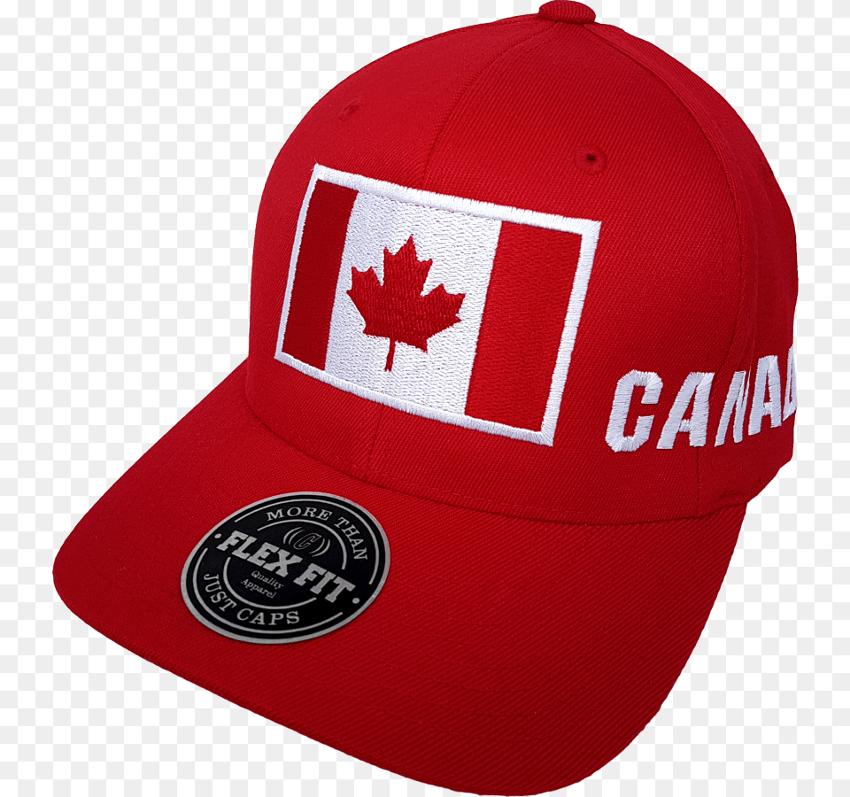 Canada Big Flag Cap Flex Fit Red, Baseball Cap, Clothing, Hat, Hardhat Png Image