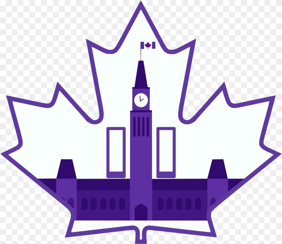 Canada Maple Leaf Outline Canadian Flag Colouring Sheet, Architecture, Building, Clock Tower, Purple Free Png Download