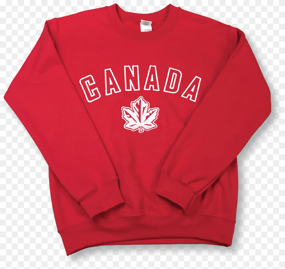 Canada Maple Leaf Sweatshirt Sweater, Clothing, Hoodie, Knitwear, T-shirt Png Image