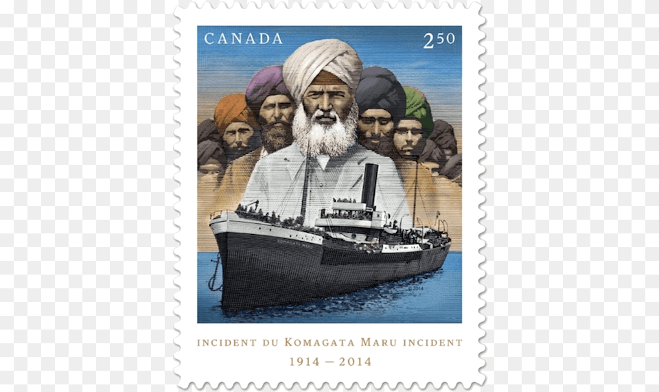 Canada Post Stamp Marking The Komagatu Maru Tragedy Komagata Maru, Adult, Person, Man, Male Free Png