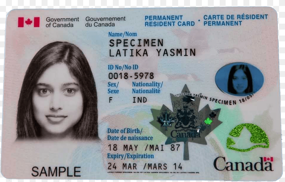 Canada Pr Card, Text, Document, Adult, Person Png