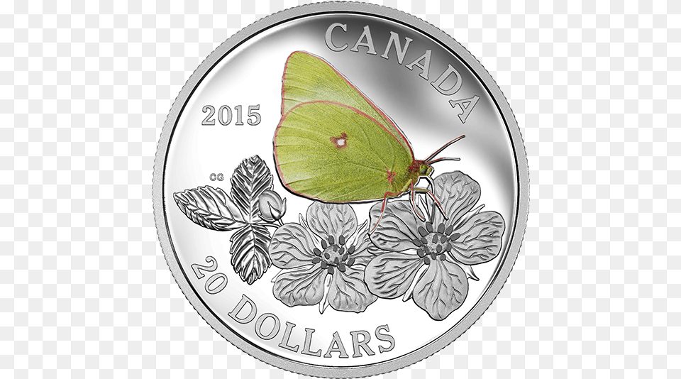 Canadian Butterfly Coin, Money, Silver Png