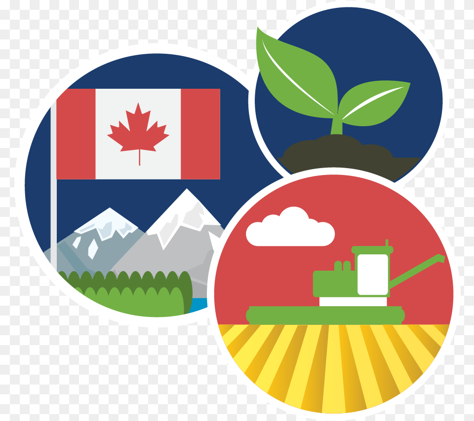 Canadian Flag Sprouting Plant And Combine Harvester, Leaf, Logo, Disk Free Transparent Png
