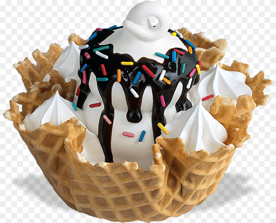 Canasta De Helado Dairy Queen Canasta Waffle, Cream, Dessert, Food, Ice Cream Png Image