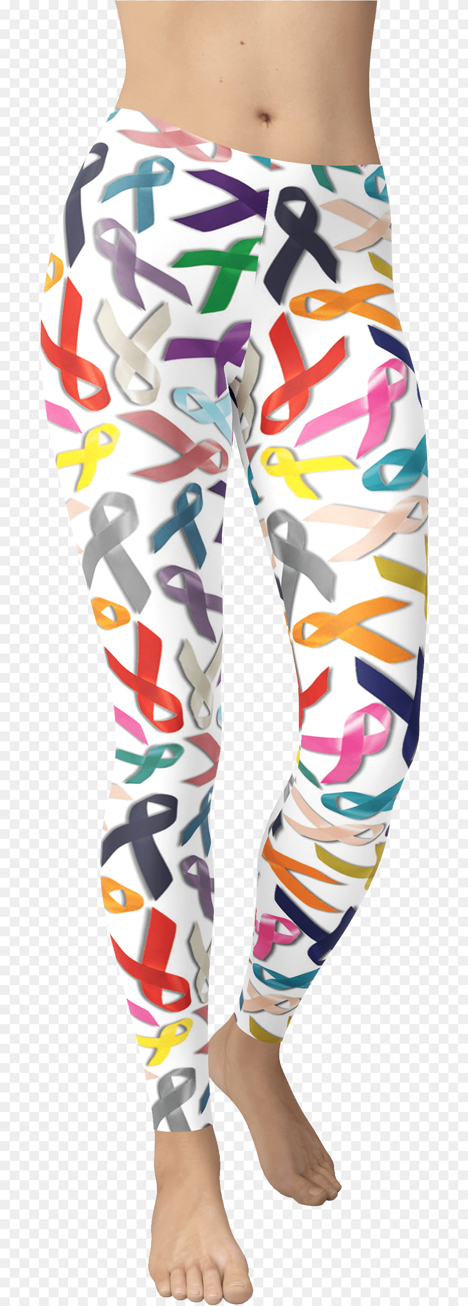 Cancer Ribbons White Leggings Pajamas, Clothing, Hosiery, Tights, Adult Png Image