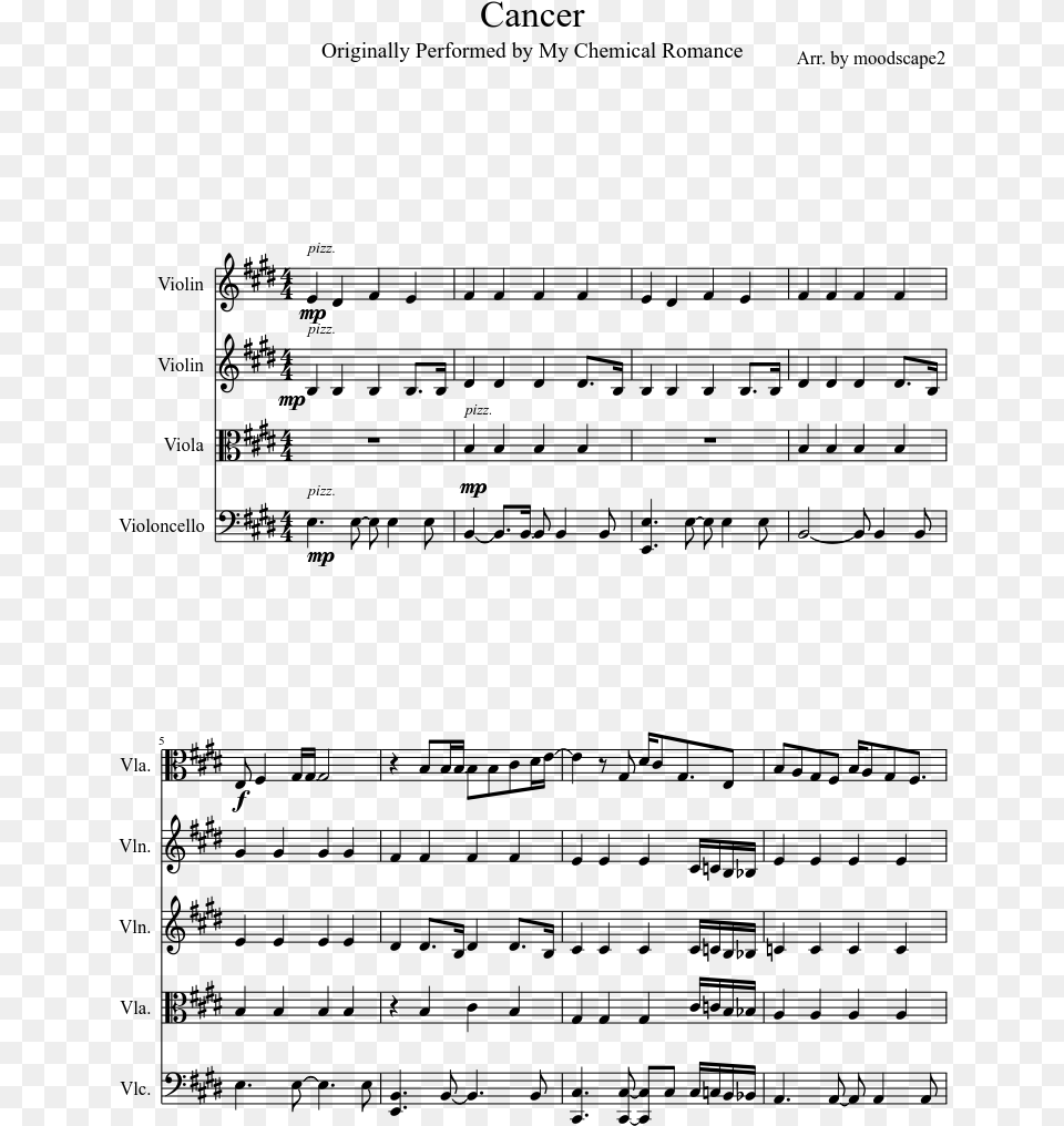 Cancer Sheet Music Composed By Arr Sheet Music, Gray Png Image