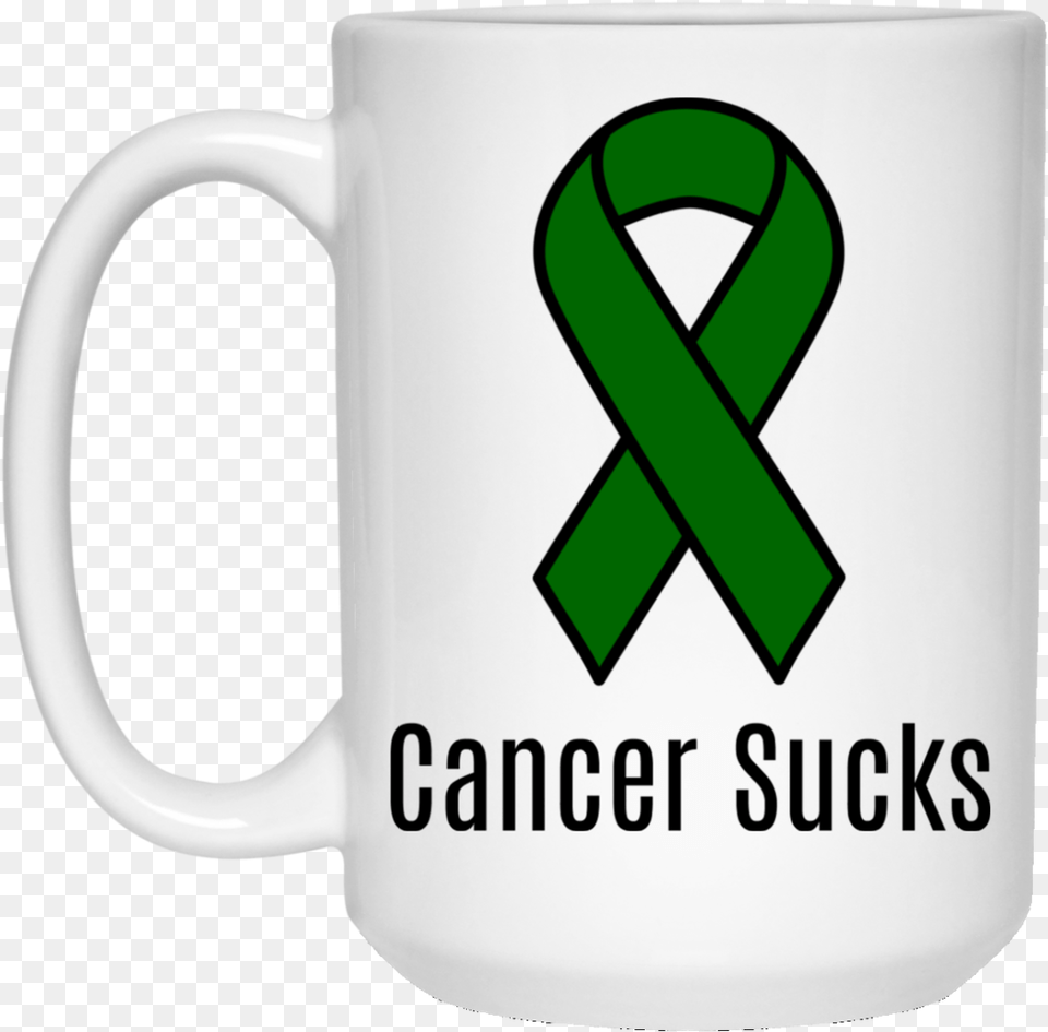 Cancer Sucks Emerald Green Ribbon Liver Cancer Awareness, Cup, Beverage, Coffee, Coffee Cup Png